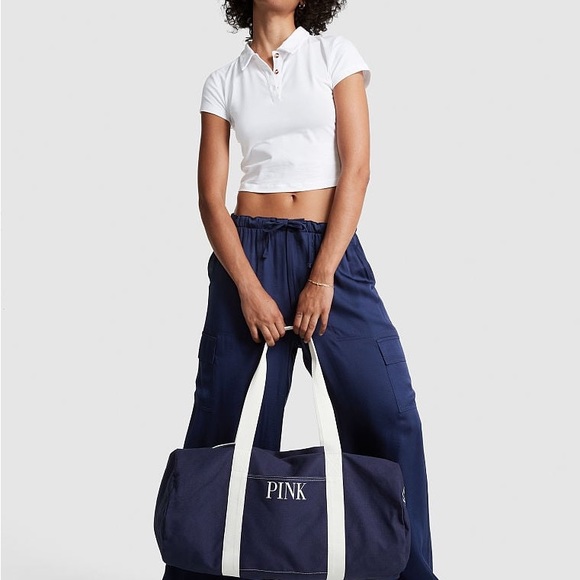 PINK CANVAS DUFFLE BAG - Picture 3 of 5